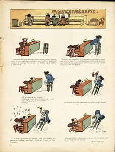 Ilustrace Marcel Capy (1865-1941) v Le Rire, 30. 3. 12 - Muzikoterapie - hudba, klavír od Marcel Amable O.L. Capy