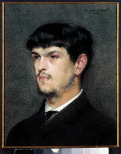 Portrét francouzského skladatele Clauda Debussyho (1862-1918) Černý kámen a pastelová malba Marcela Andre Bascheta (1862-1941) 1884 Rozměr 0,27 x 0,26 m od Marcel Andre Baschet