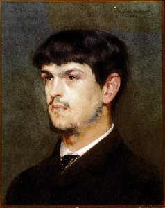 Portrét francouzského skladatele Clauda Debussyho (Černý kámen a pastel od Marcel Andre Baschet