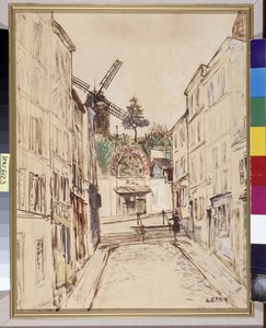 Le Moulin de la Galette: pohled na slavný kabaret Montmartre. Olej na plátně Marouflee od Marcela Leprina (1891-1933). Povinná zmínka: Regards de Provence Foundation collection, Marseille