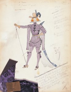 Francie, Paříž, skica kostýmu pro Dona Giovanniho pro představení Don Giovanni aneb rake potrestal, v Opera Comique