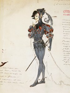 Mefistofeles, kostýmní skica Marcela Multzera (1866-1937) pro Faustovo zatracení od Hectora Berlioze (1803-1869).
