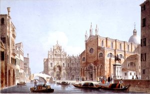 Kostel sv. Giovanni a Paolo a S. Marco, Benátky, vyryto Brizeghelem (litho) od Marco (after) Moro