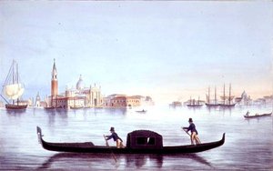 Benátská gondola, vyrytá Brizeghelem (litho) od Marco (after) Moro