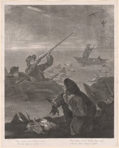 Vague je mířit s uman pensiero... (Střelba z úkrytu) od Marco Alvise Pitteri after Pietro Longhi