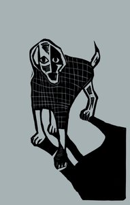 Pes, 2023 (linoleum na papíře)
