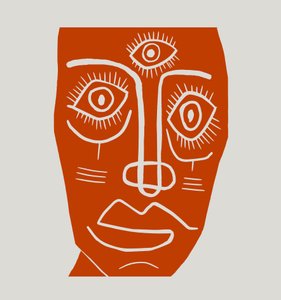Maska, 2023 (linoleum na papíře)