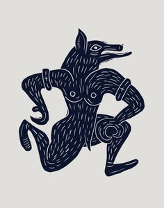 Vlkodlak, 2023 (linoleum na papíře) od Marco Campedelli