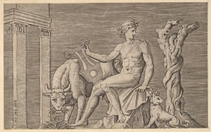 Zrcadlo římské velkoleposti: Apollo hlídající hejna Admetus, 16. století. od Marco Dente