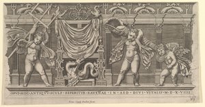 Zrcadlo římské velkoleposti: Basreliéf se třemi amory, 1519 od Marco Dente