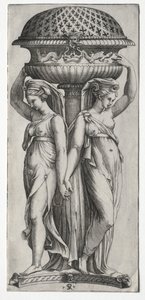 Cassollette: Ženy podporující urnu, c. 1520-27. od Marco Dente