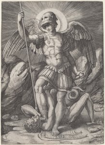 Svatý Michale od Marco Dente after Raphael