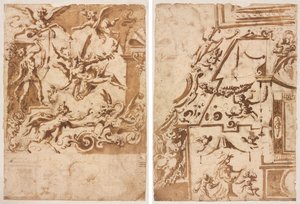 Groteska se satyrem krmícím draka (recto); Groteska se skákajícím kentaurem (verze)