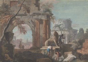 Capriccio s římskými ruinami, ca. 1700-1730.