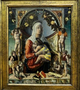 Panna a dítě osm andělů. 1455 (malba) od Marco di Antonio di (1433-1478) Ruggero