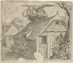 Bajka o čápech a jejich náboženství od Marcus Gheeraerts (I) (attributed to)