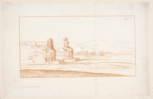 Ilustrace k "Kresby některých ruin a kolosálních soch v Thébách v Egyptě s popisem slávy v dopise královské společnosti", Londýn 1741