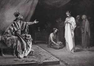 Sňatek asyrské princezny s babylonským králem Kara-indashem (litografie) od Margaret (after) Dovaston