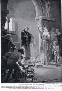 Soud devíti pluhů, ilustrace z "Hutchinsonových dějin národů", cca 1910 (litografie) od Margaret (after) Dovaston