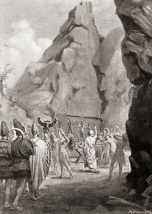 Oslava jarní slavnosti s kultovním tancem k uctění chetitské Matky bohyně, z Hutchinsonových Dějin národů, vyd. 1915. od Margaret (after) Dovaston