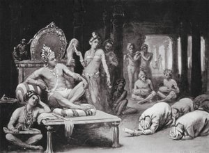 Vikramanka Chalukhya posílá přátelský dopis Kulottungovi Čolovi (litho) od Margaret (after) Dovaston