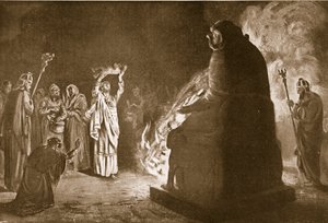 Fénická oběť Molochovi, ilustrace z "Hutchinson