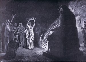 Fénická oběť Molochovi (litografie) od Margaret Dovaston