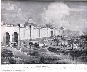 Babylon Restored, ilustrace z Hutchinsonových Dějin národů (litografie) od Margaret Dovaston