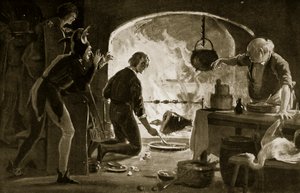 Lambert Simnel v kuchyni, ilustrace z knihy "Hutchinson