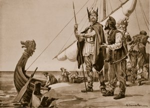 Rurik odjíždí do země Slovanů, 862 (litografie) od Margaret Dovaston