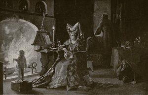 Vévodkyně z Gloucesteru praktikuje čarodějnictví, ilustrace z knihy "Hutchinson