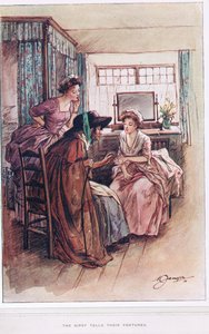 The Gipsy vypráví své štěstí, ilustrace z „The Vicar of Wakefield“ od Olivera Goldsmitha, kolem roku 1910