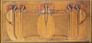 Květnová královna, kreslený film pro panel pro čajovny Ingram Street, cca 1900 (akvarel na papíře) od Margaret Macdonald