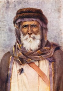 Drúzský šejk (barevná litografie) od Margaret Thomas