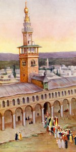 Dvůr Velké mešity, Damašek (barevná litografie) od Margaret Thomas