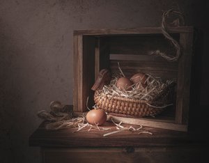 Vejce v rustikálním košíku s motivem kachny od Margareth Perfoncio