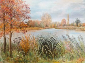 Řeka Temže poblíž Windsoru, 2022 (pastel) od Margo Starkey