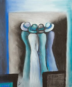 Šeptající dámy, 2022 (pastel) od Margo Starkey