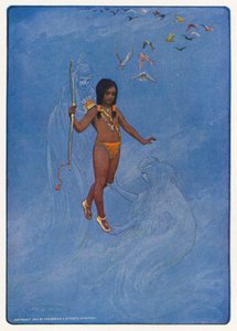 Ilustrace k Longfellowově knize Hiawatha (barevná litografie)