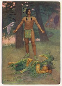 Ilustrace k Longfellowově knize Hiawatha (barevná litografie)
