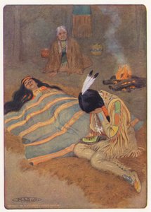 Ilustrace k Longfellowově knize Hiawatha (barevná litografie) od Maria Louise Kirk