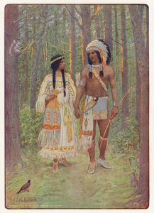 Ilustrace k Longfellowově knize Hiawatha (barevná litografie) od Maria Louise Kirk