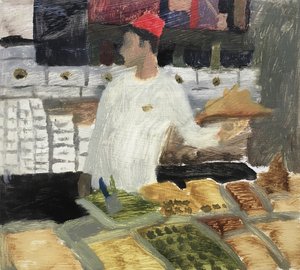 Turecký prodavač sladkostí, 2019 (olej na papíře)