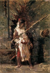 Askari (voják koloniálních ozbrojených sil východní Afriky). Obraz Mariano FORTUNY (1838-1874)