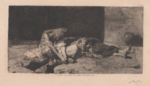 Arabe veillant le corps de son ami (Arab bdí nad tělem svého přítele) od Marià Fortuny