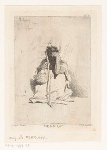 Sedící žebrák s holí Mendiant (název na objektu) od Mariano José María Bernardo Fortuny y Carbó