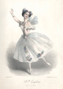 Italská baletní tanečnice Marie Taglioni v baletu svého otce Filippa Taglioniho Le Sylphide v pařížské opeře