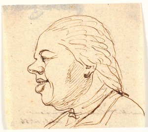 Mužský portrét. Profil vlevo. Karikatura
