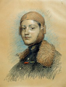 Portrét Georgese Guynemera (1894-1917), francouzského válečného pilota. Kresba února 1916. Kresba Marie Louise Catherine Breslau (1856-1928) ec.suis.