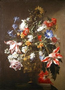 Zátiší květin ve váze (olej na plátně) od Mario dei  Fiori